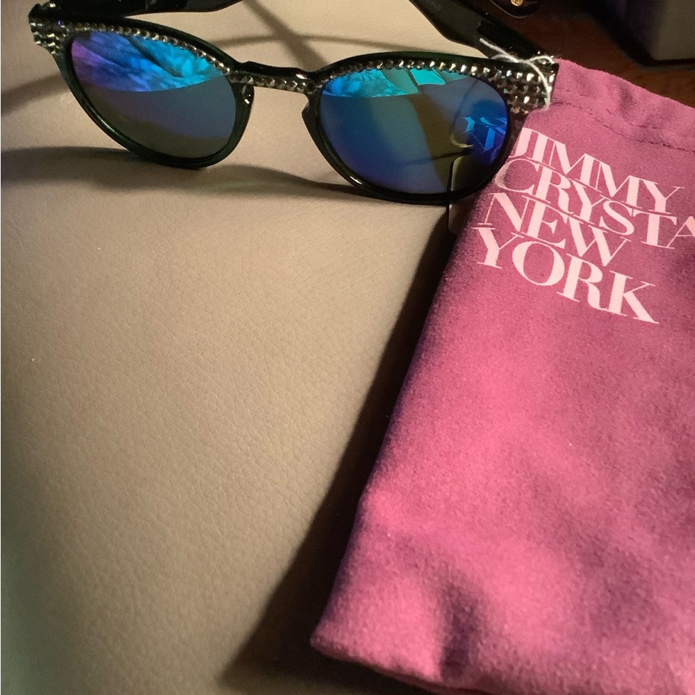 Jimmy Crystal New York Sunglasses with Blue Lenses